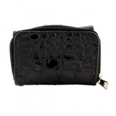 TRI-FOLD WALLET - CROC EMBOSSED - BLACK - WL-197AL-BK