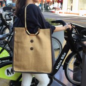 Jute Tote: Plain w/ Cotton Woven Loop Handles